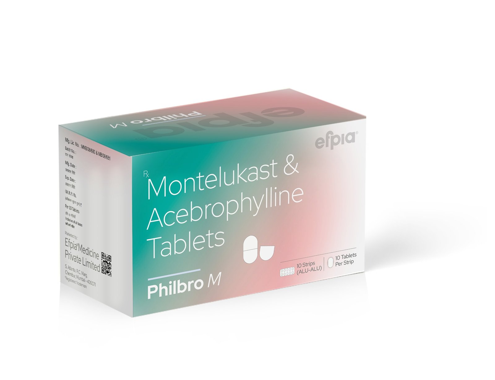 Acebrophylline Sustained Release 200 mg + Montelukast 10 mg Tablets - PHILBRO M
