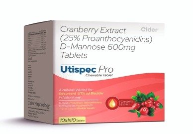 Cranberry Extract + D-Mannose Tablets - Utispec Pro Chewable Tablets