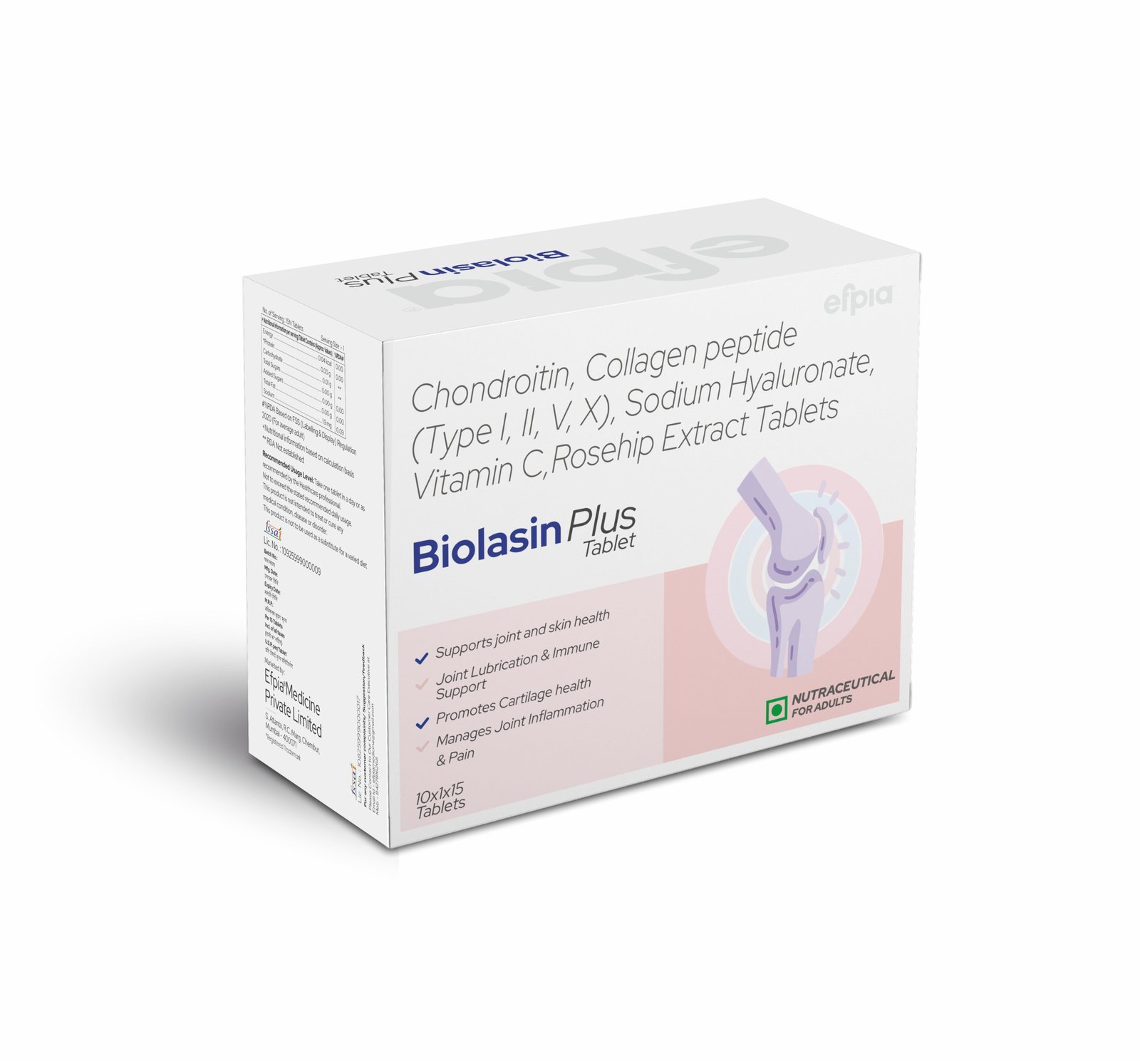 Chondroitin + Collagen peptide + Sodium Hyaluronate + Vitamin C + Rosehip extract Tablets
