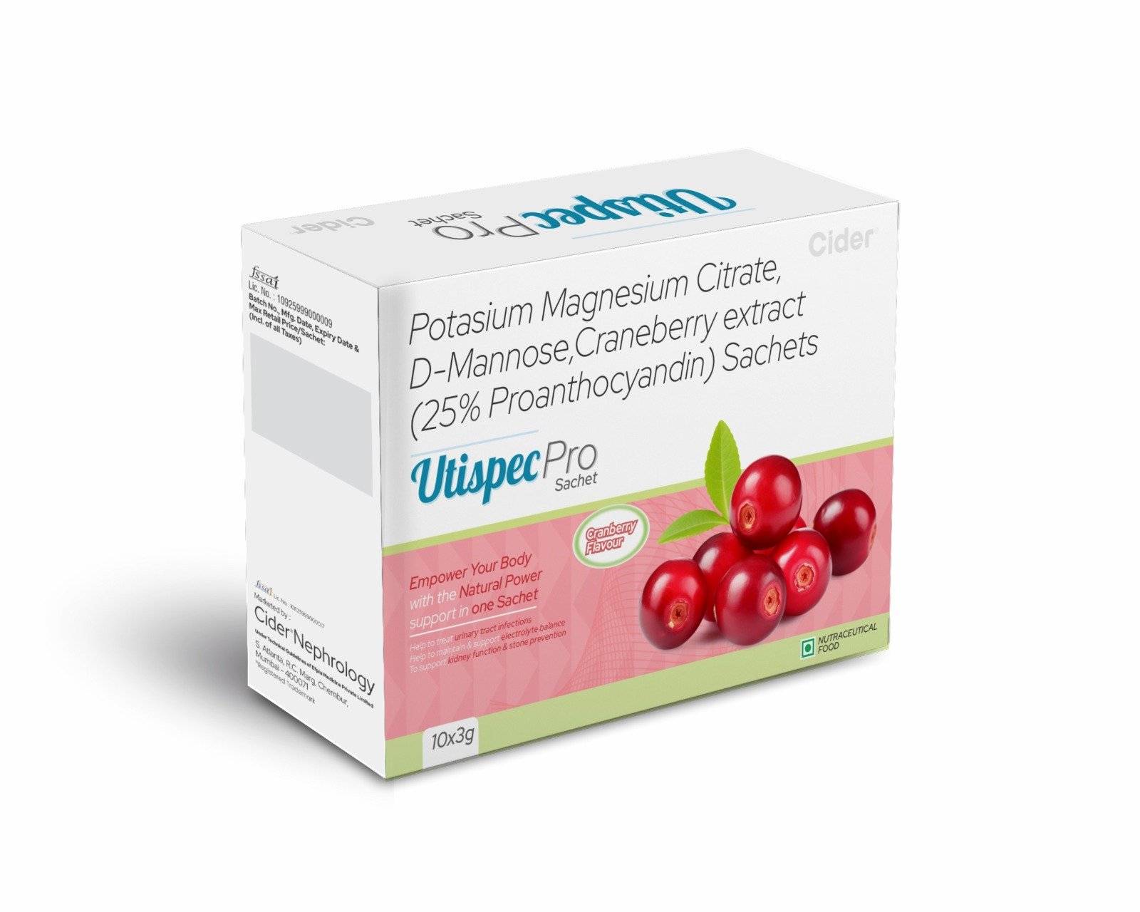 Potassium Magnesium Citrate & D-Mannose Cranberry Extract Sachets - Utispec Pro Sachets