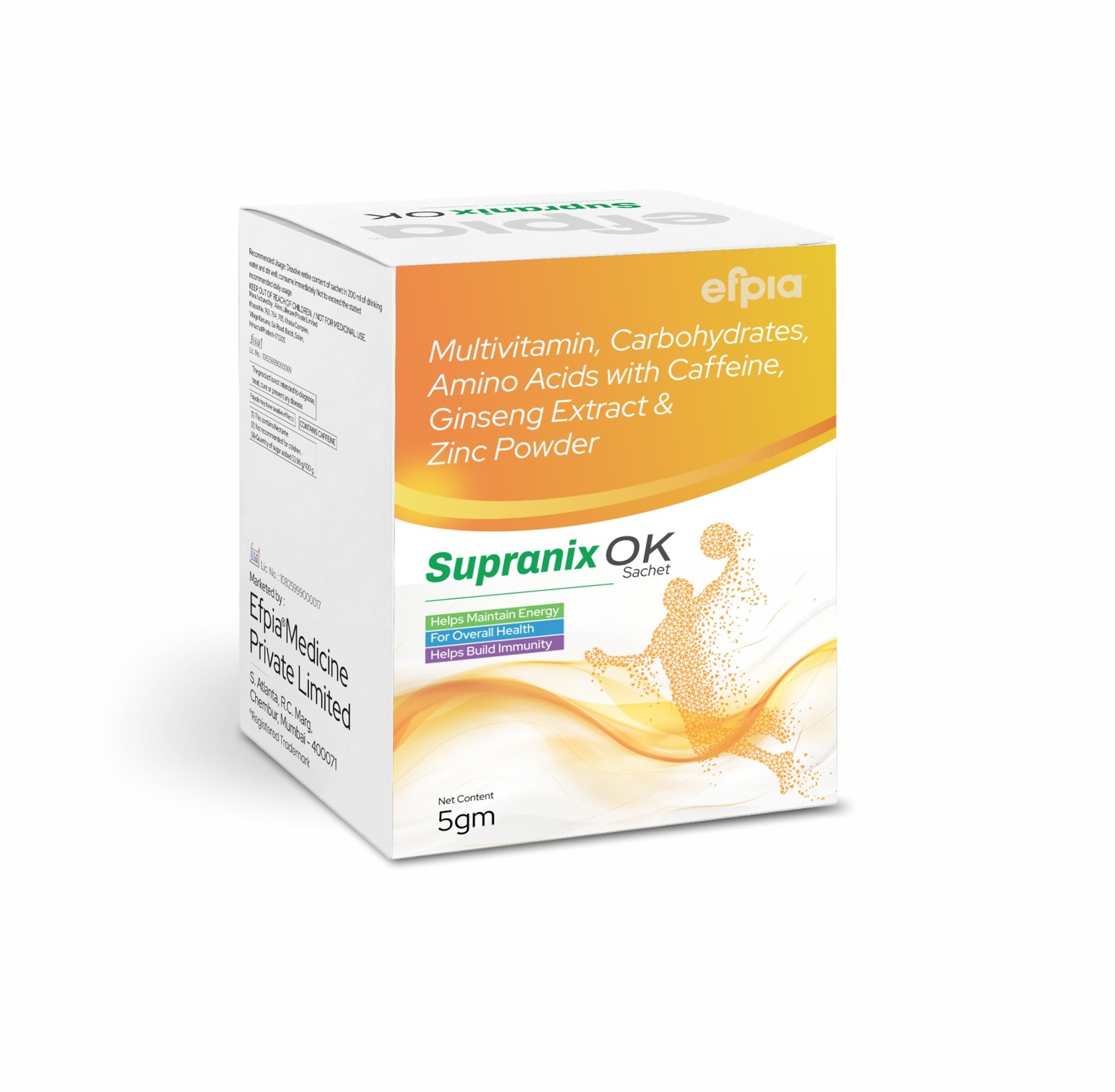 Multivitamin + Carbohydrates + Amino Acid with Caffeine, Ginseng Extract & Zinc Powder - Supranix OK