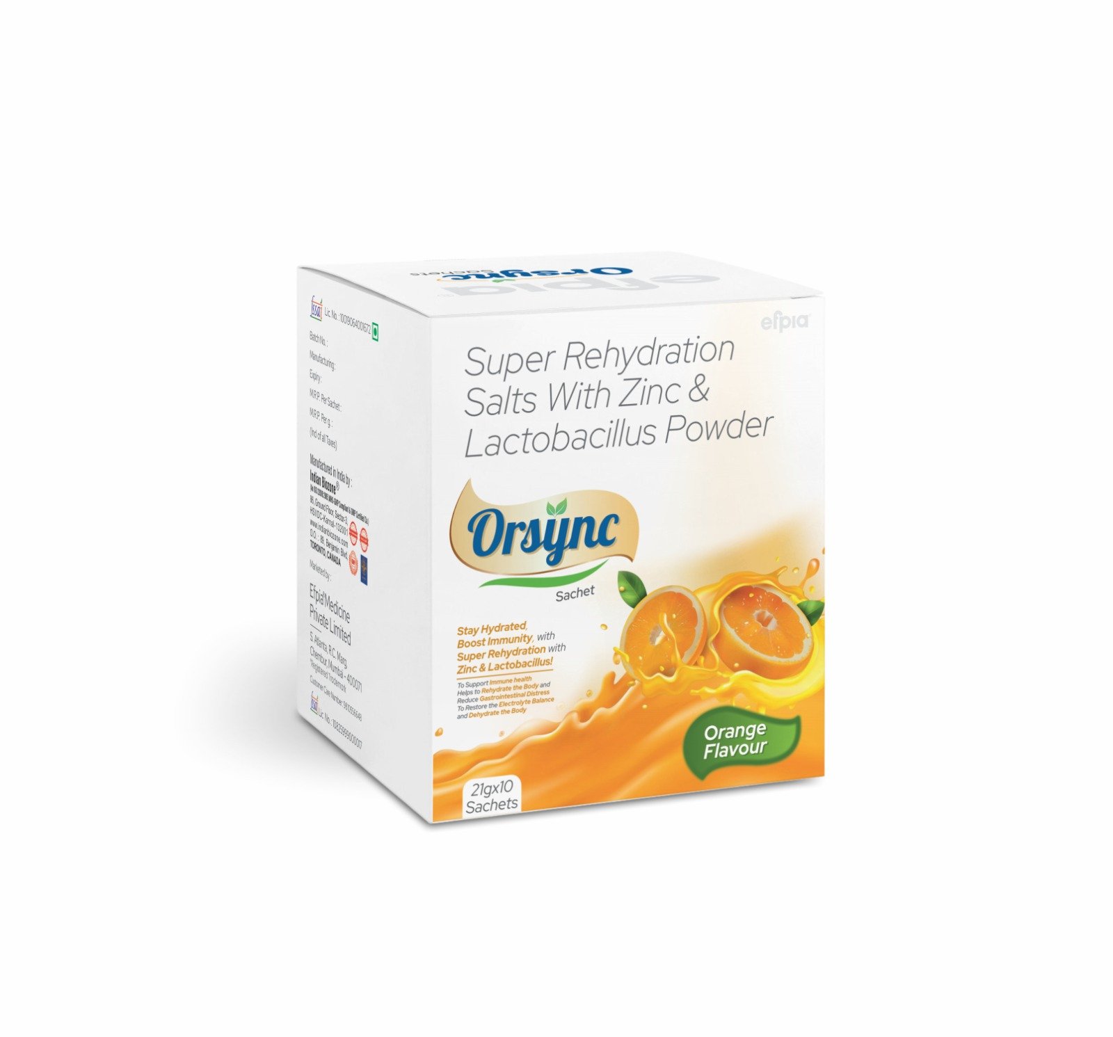 Rehydration Salts with Zinc & Lactobacillus Powder - Orsync Sachet - Efpia Medicine