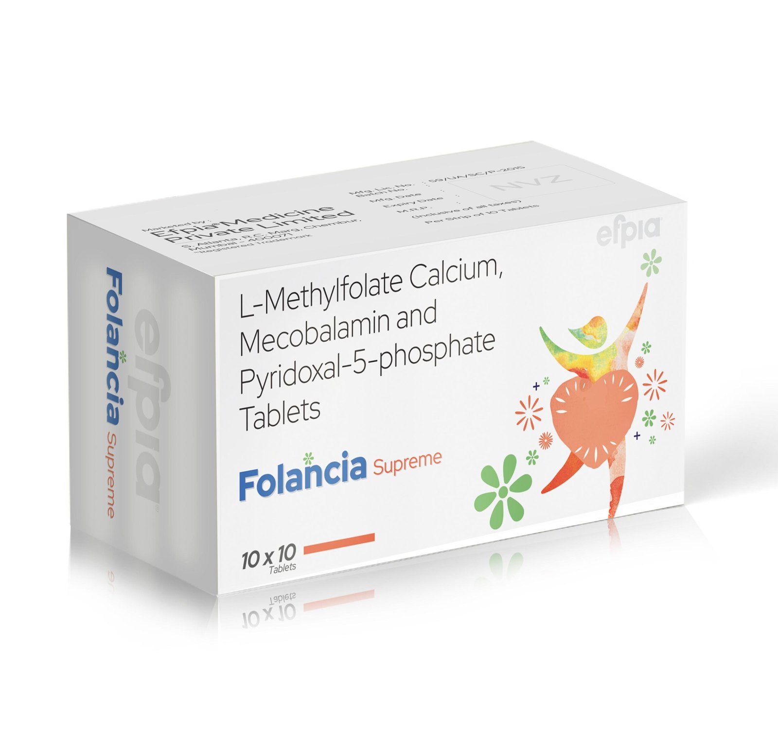 L-Methylfolate Calcium Methylcobalamin & Pyridoxal-5-Phosphate Tablets - Folancia Supreme - Efpia Medicine