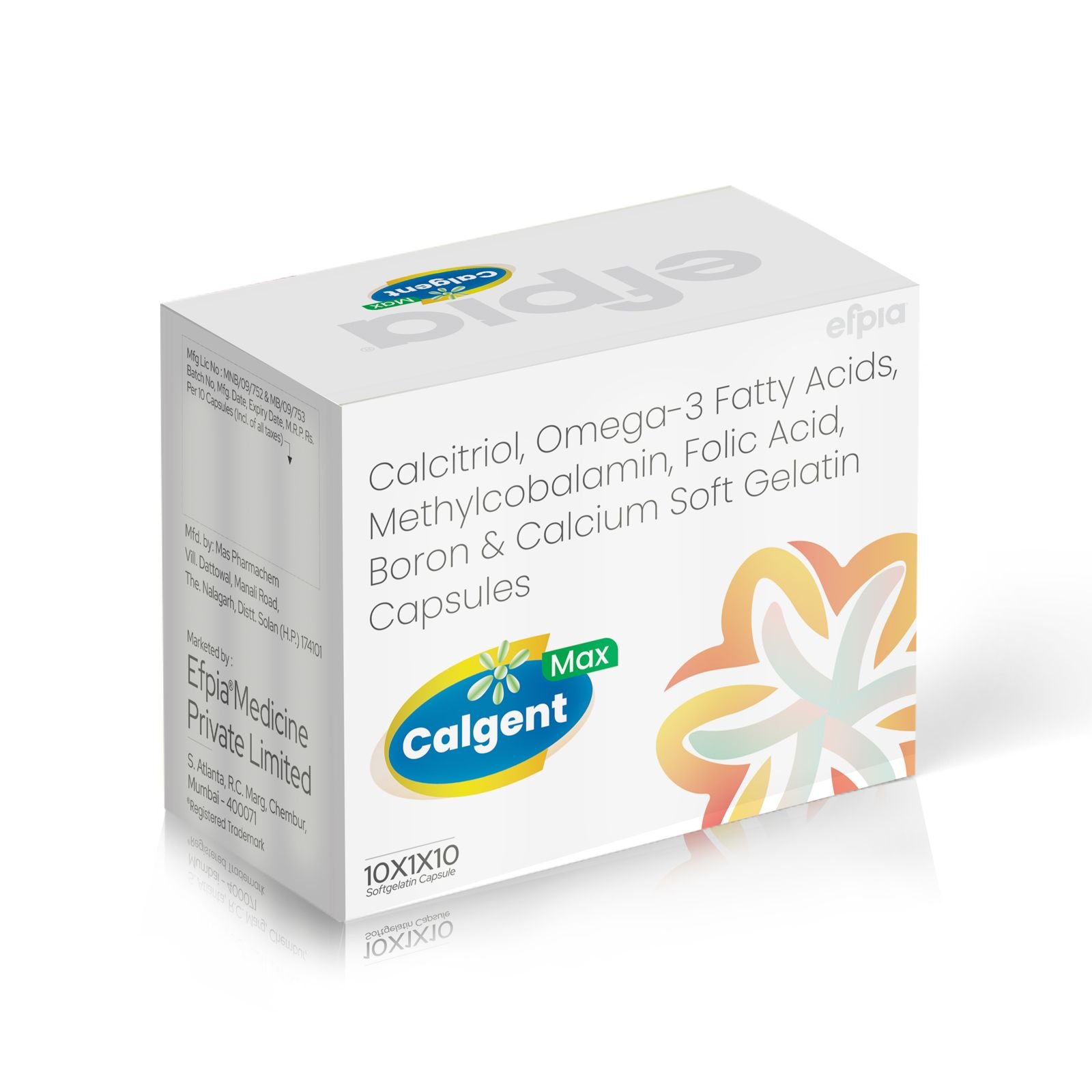 Calcitriol, Omega 3 Fatty Acids, Methylcobalamin, Folic Acid, Boron & Calcium Soft Gelatin Capsules - Calgent Max Softgel Capsules - Efpia Medicine