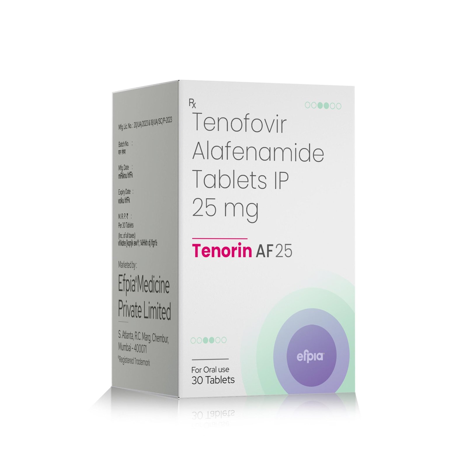 Tenofovir Alafenamide Tablets IP 25 MG – Tenorin AF 25 Tablets - Efpia Medicine