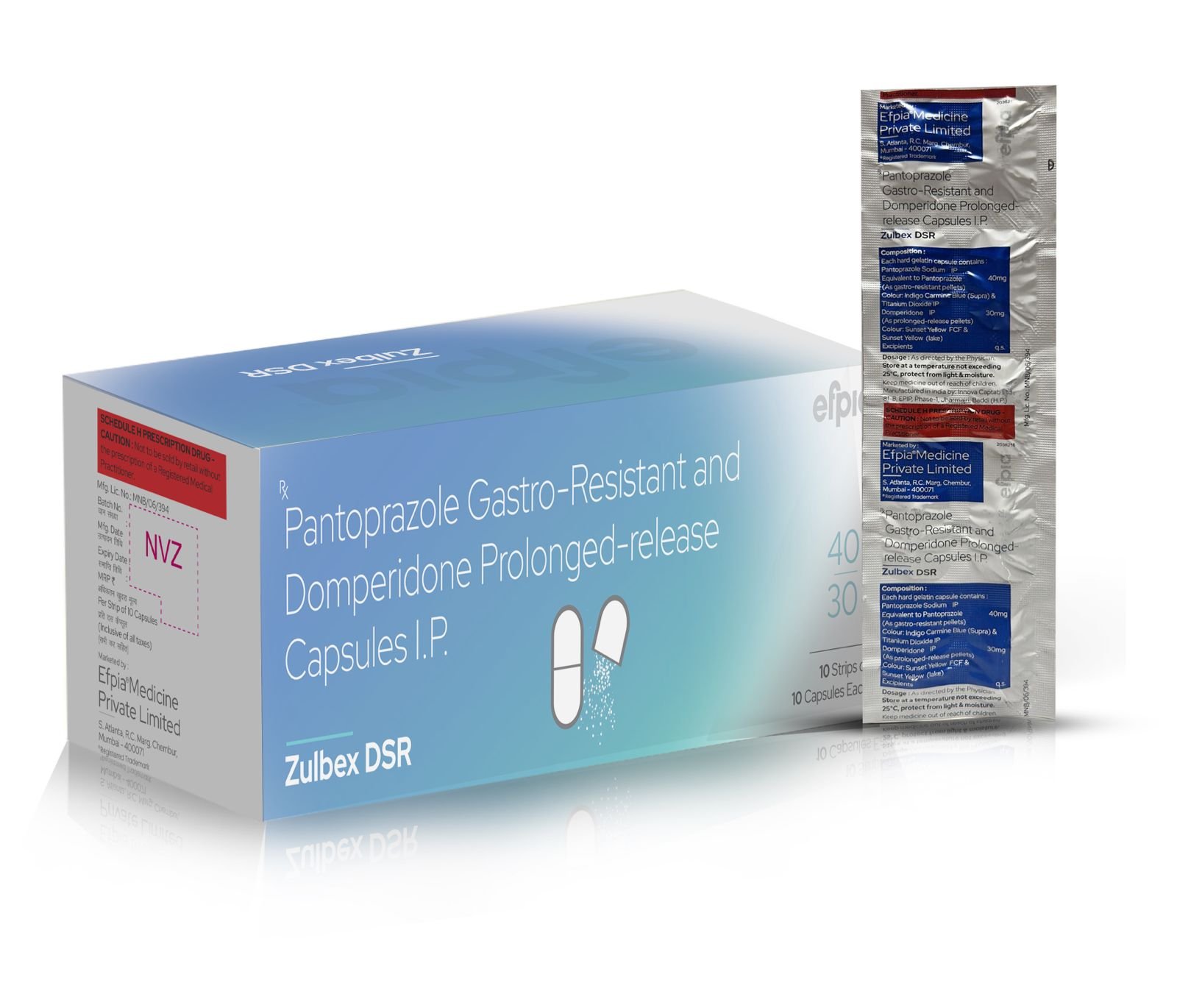 Pantoprazole Gastro Resistant & Domperidone Prolonged Release Capsules IP - Zulbex DSR Capsules