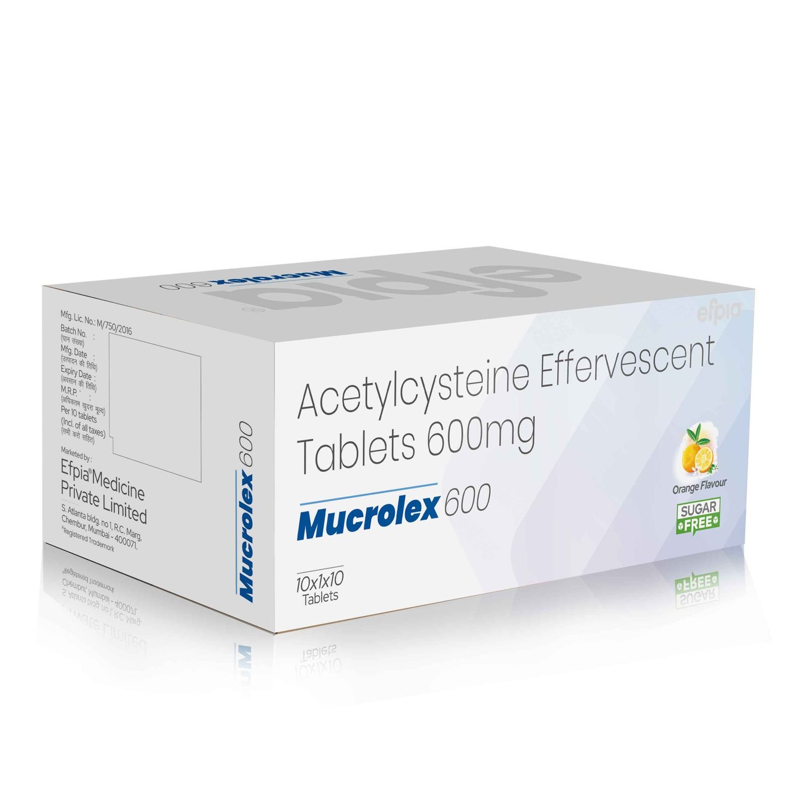 Acetylcysteine Effervescent Tablets 600 Mg - Mucrolex 600 Tablets- Efpia Medicine