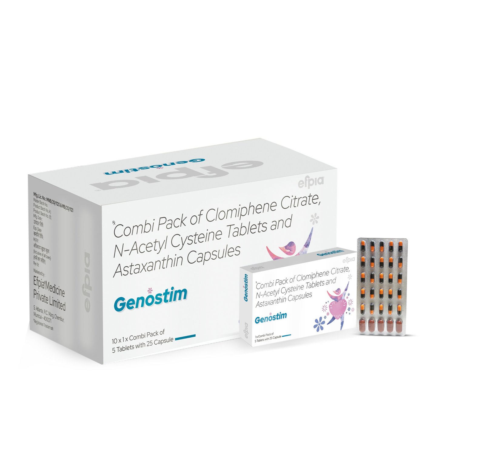 Combipack of Clomiphene Citrate & Acetylcysteine Tablets with Astaxanthin Capsules