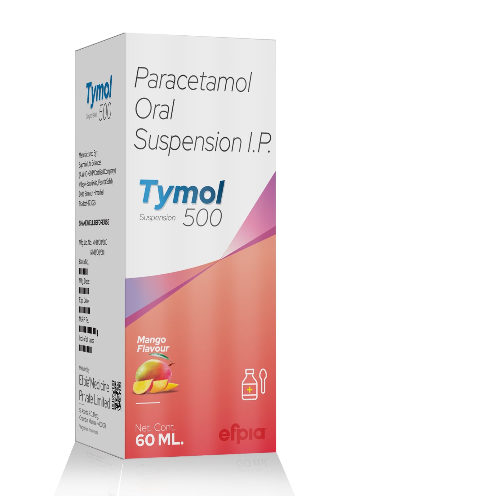 Paracetamol Oral Suspension IP 500 Mg - Tymol 500 Suspension