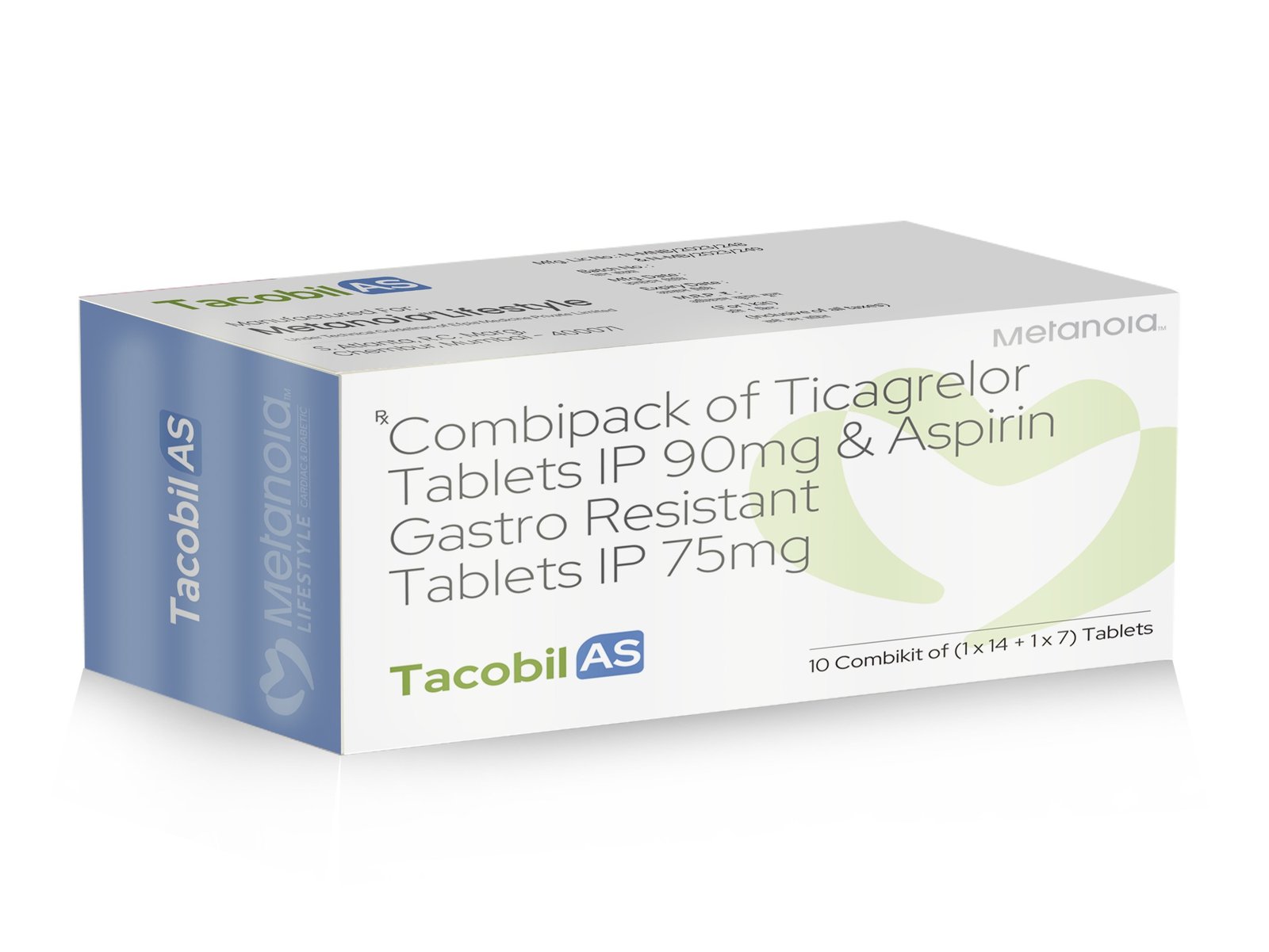 Combipack of Ticagrelor Tablets IP 90 mg & Aspirin Gastro-Resistant Tablets IP 75 Mg - Tacobil AS Kit