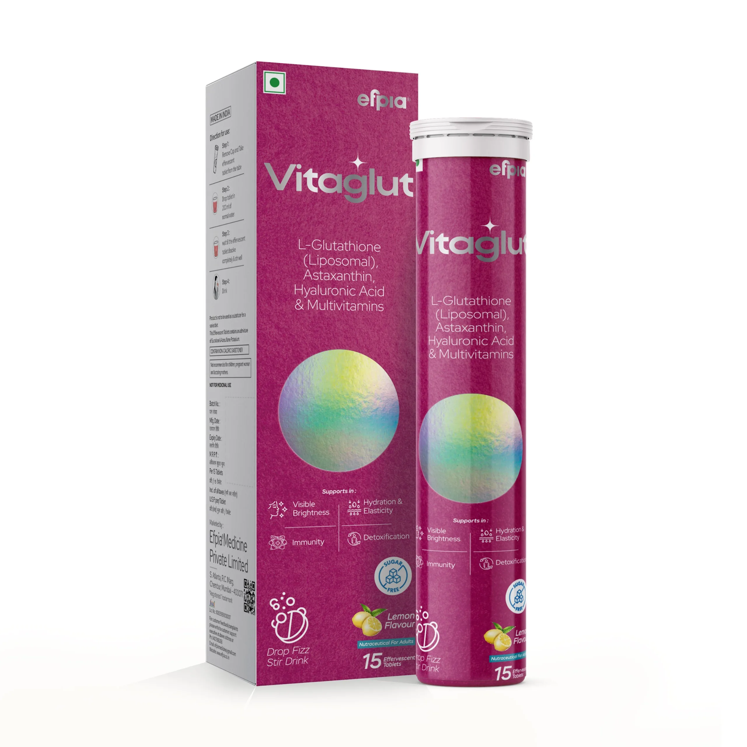 L-Glutathione Liposomal, Astaxanthin, Hyaluronic Acid & Multivitamin  Effervescent Tablets