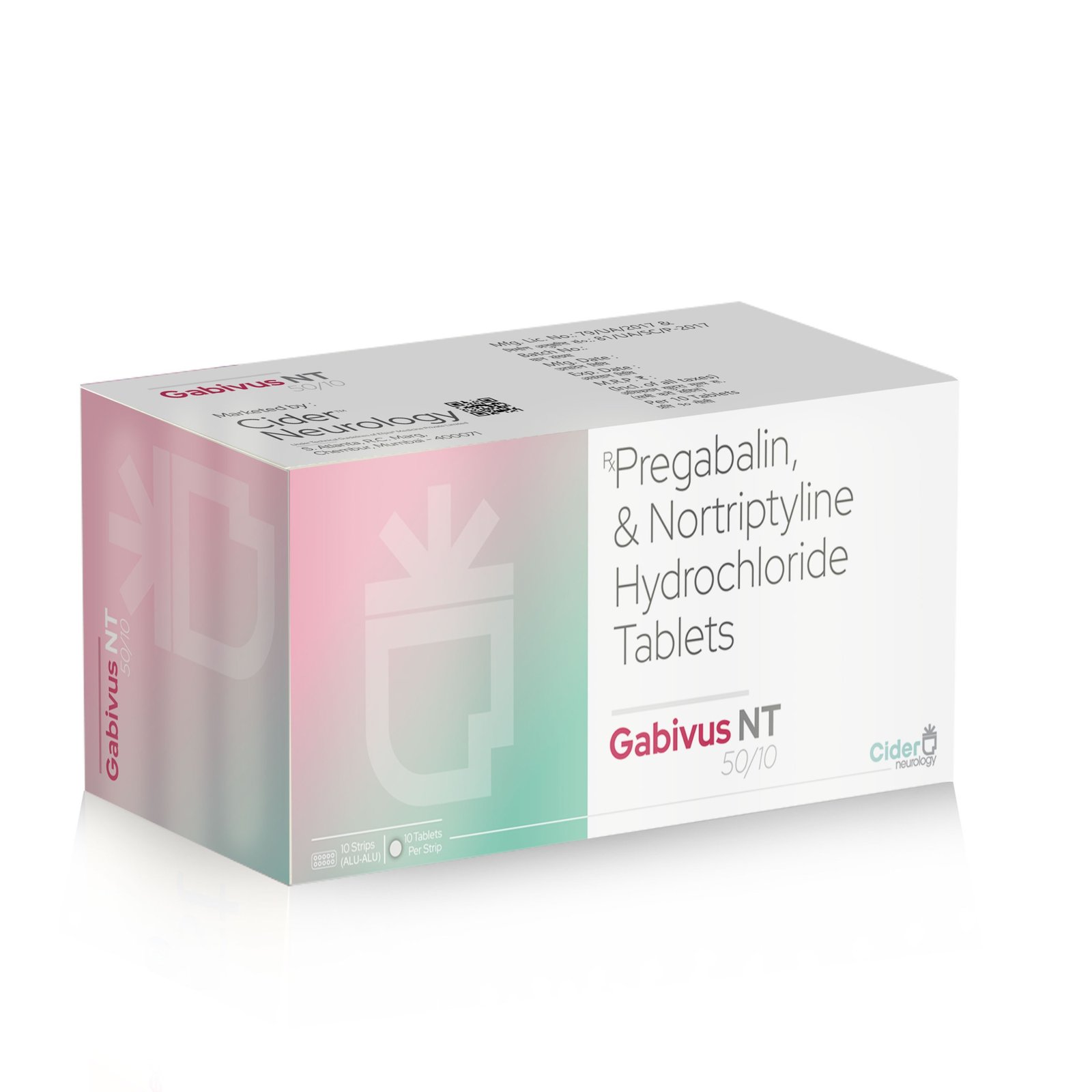 Pregabalin & Nortriptyline Hydrochloride Tablets - Gabivus NT 5010 Tablets