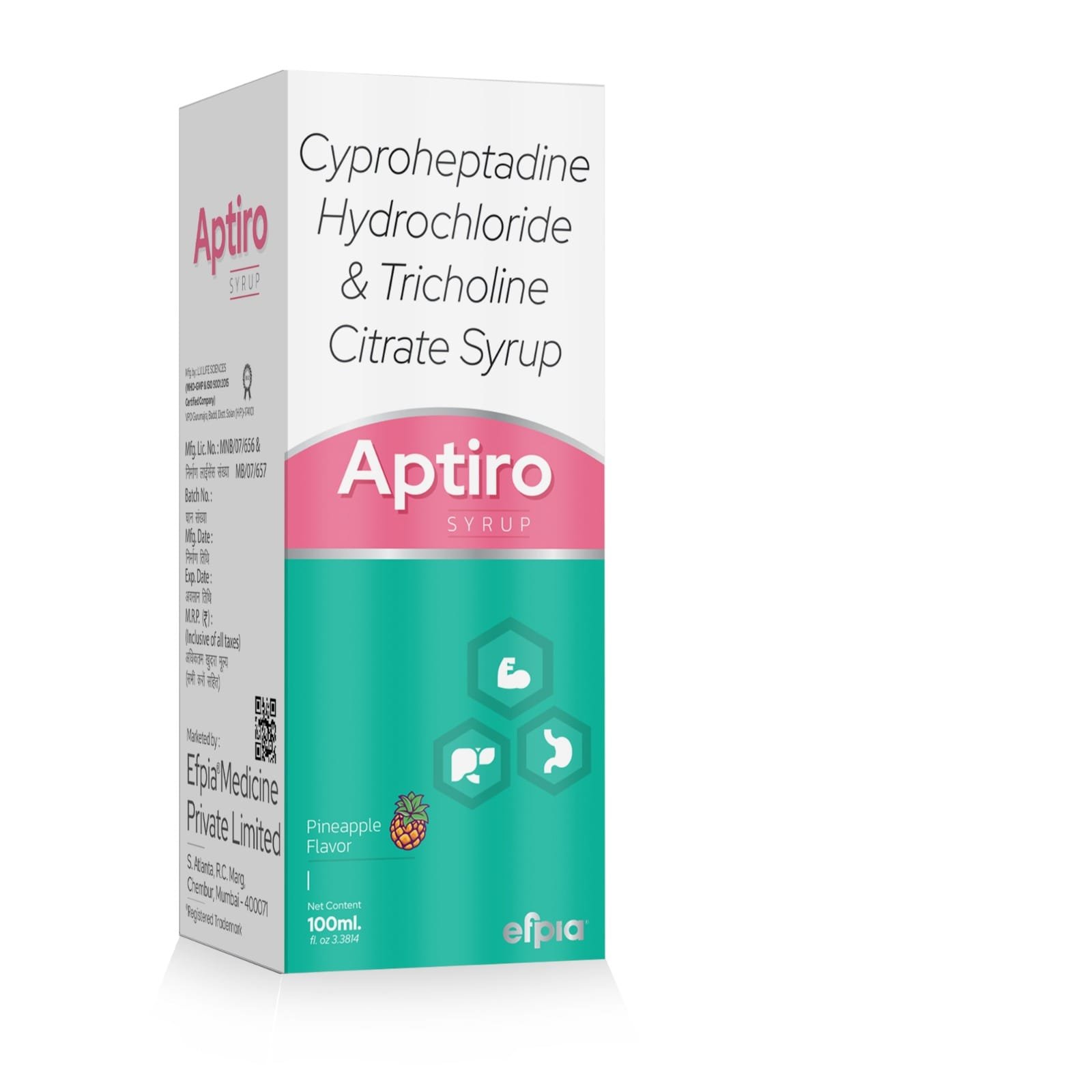 Cyproheptadine Hydrochloride & Tricholine Citrate Syrup - Aptiro Syrup - Efpia Medicine