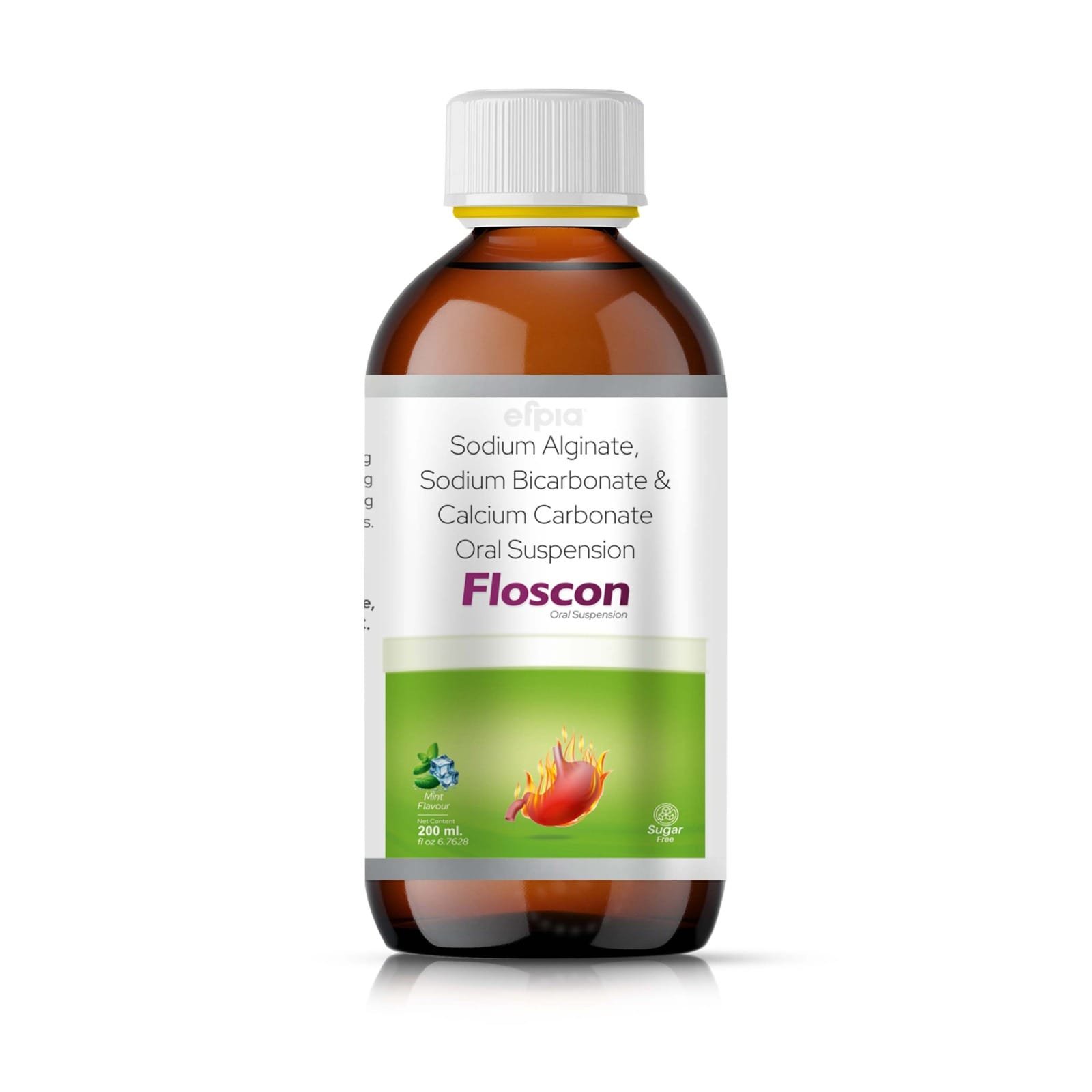 Sodium Alginate, Sodium Bicarbonate, Calcium Carbonate Oral Suspension 200 ML - Floscon Suspension - Efpia Medicine