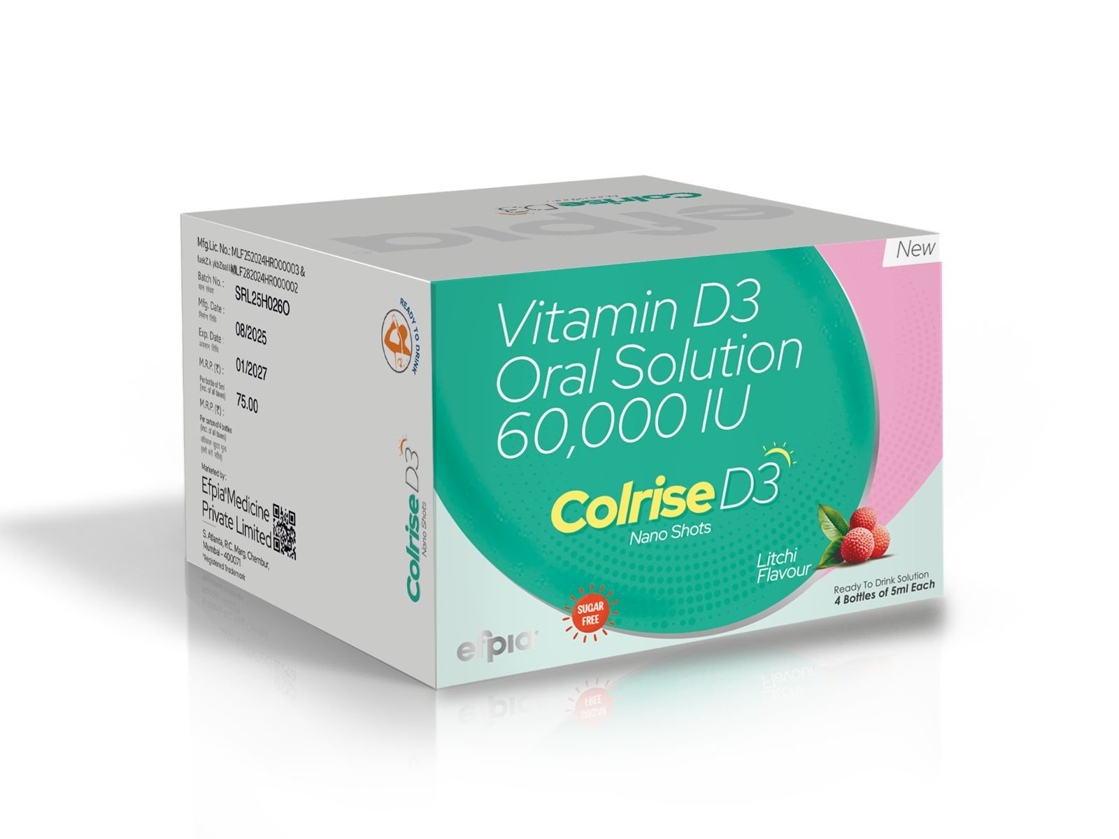 Vitamin D3 Oral Solution 60,000 IU - Colrise D3 Nano Shots - Efpia Medicine