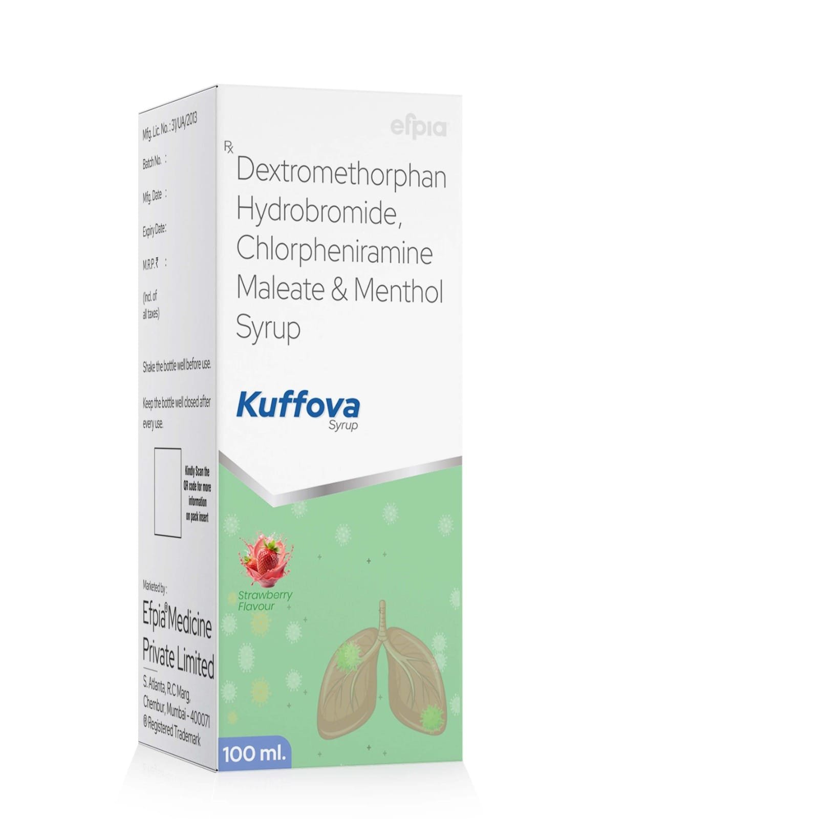 Dextromethorphan Hydrobromide, Chlorpheniramine Maleate & Menthol Syrup - Kuffova Syrup - Efpia Medicine