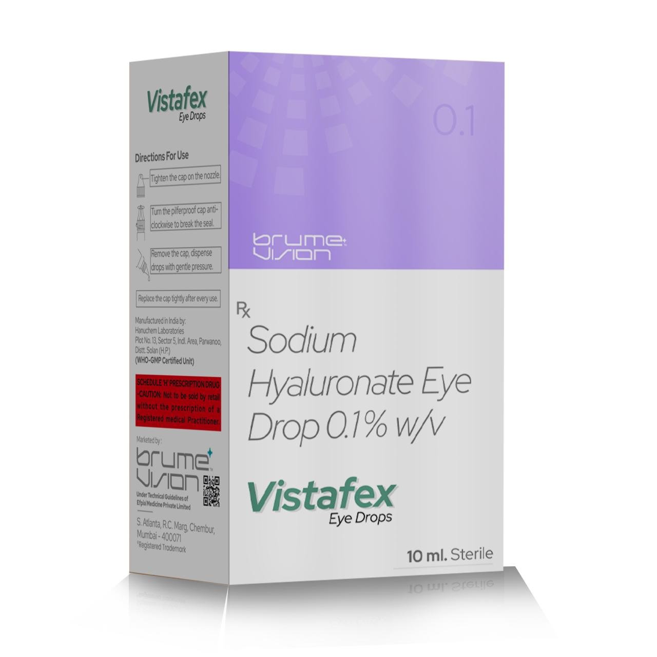 Sodium Hyaluronate Eye Drops 0.1% wv - VISTAFEX EYE DROPS - Efpia Medicine