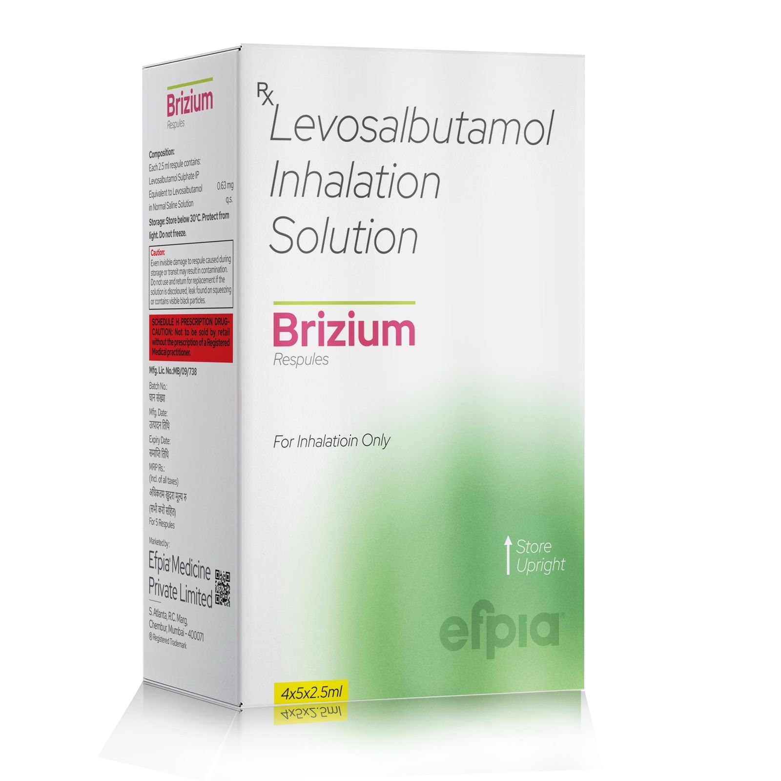 Levosalbutamol Inhalation Solution - BRIZIUM Respules - Efpia Medicine