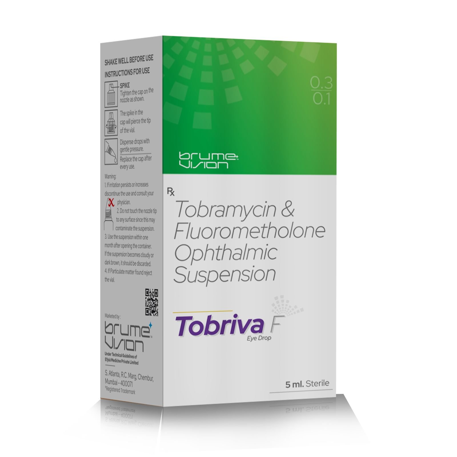 Tobramycin & Fluorometholone Ophthalmic Suspension - TOBRIVA F EYE DROP - Efpia Medicine