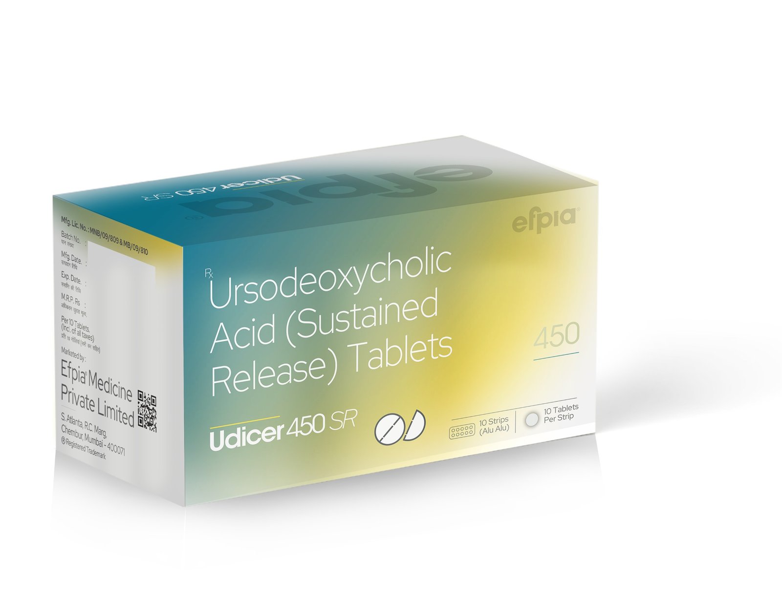 Ursodeoxycholic Acid Sustained Release Tablets 450 Mg - UDICER 450 SR - Efpia Medicine