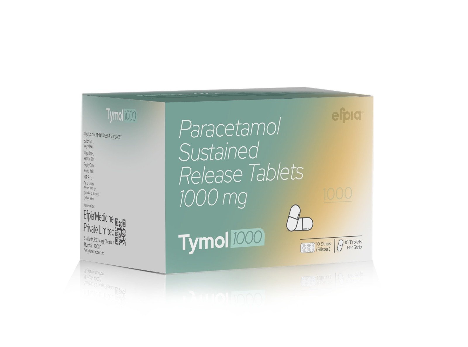 Efpia Medicine - Paracetamol Sustained Release Tablets 1000 mg