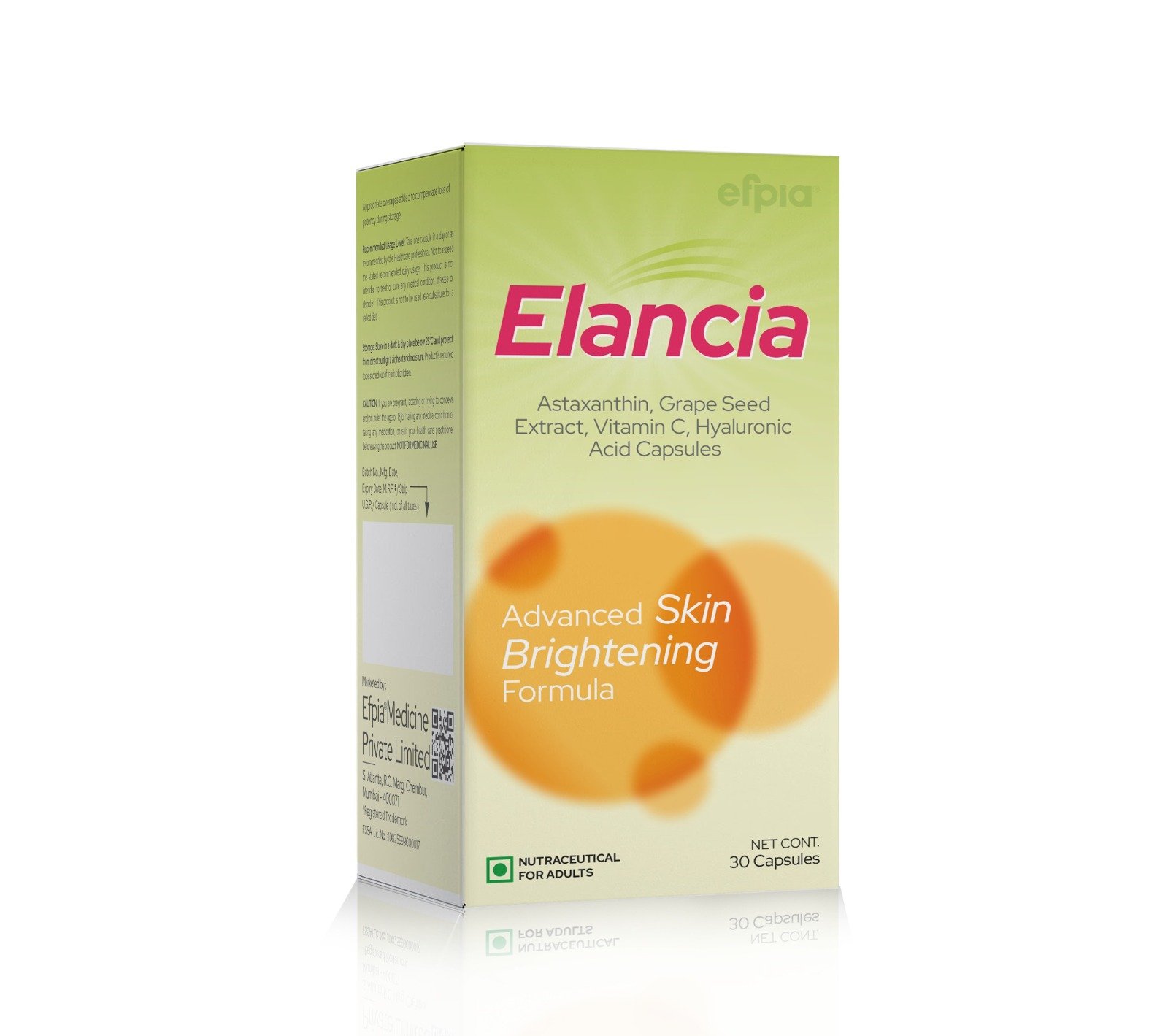 Elancia Capsules - Astaxanthin, Grape Seed Extract, Vitamin C, Hyaluronic Acid Capsules